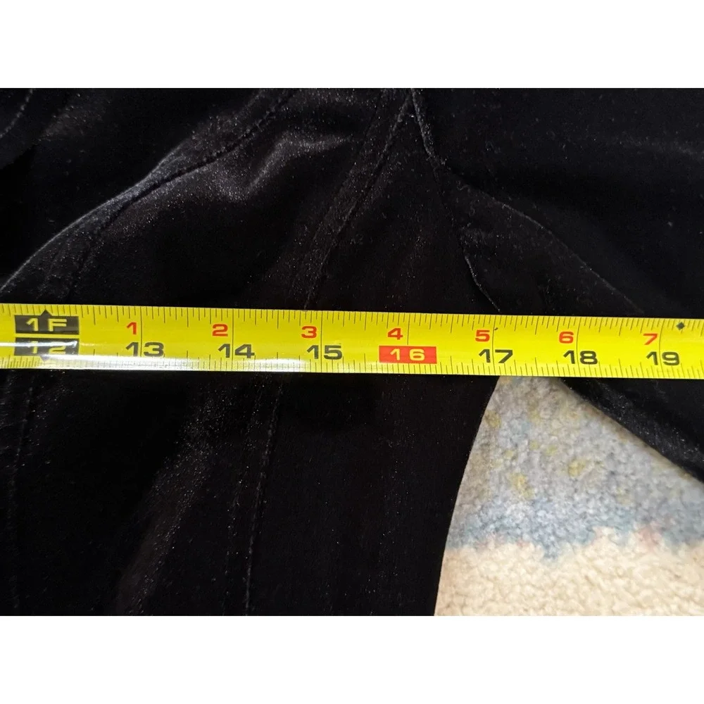 INC Black Velvet Goth Romantic Ruffle Blazer M Jacket Equestrian Riding Fairy - Picture 6 of 16